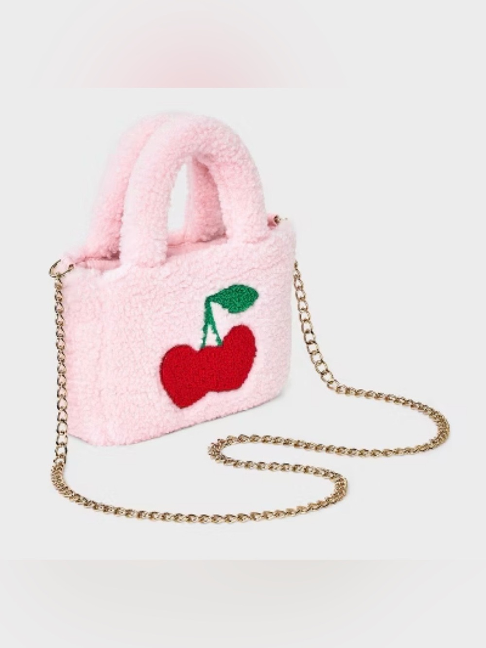 Cat & Jack Pink Mini Satchel Top Handle
Bag Cherry Applique Gold Chain Strap